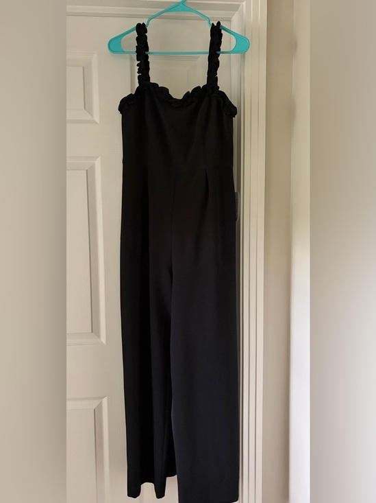 Chelsea28 Pants - Chelsea 28 Black Women's Wide-Leg Jumpsuit with Ruched Straps